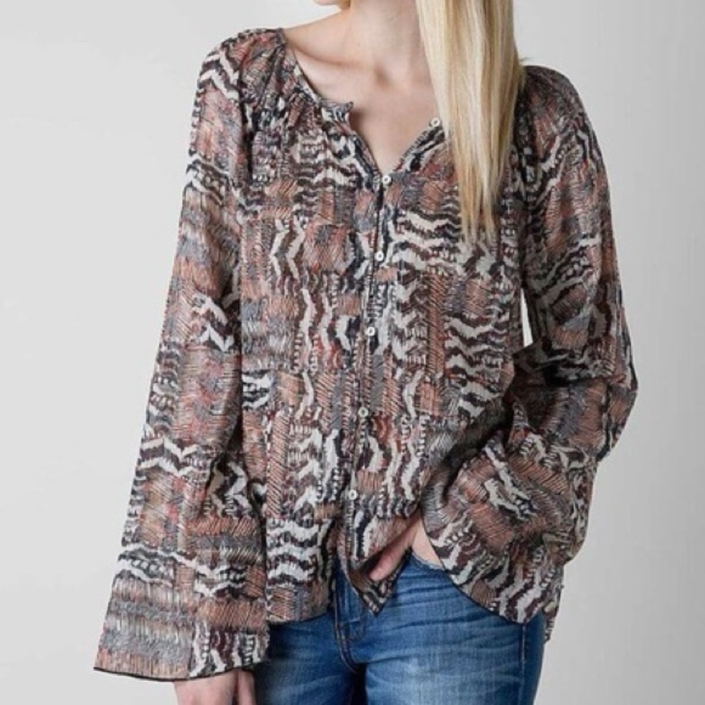 Amuse Society Patterned Multicolor Button Up Blouse